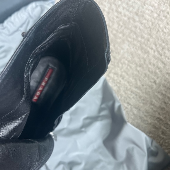 Prada Black Leather Wedge Boots ankle 39.5 excellent condition - Picture 11 of 14